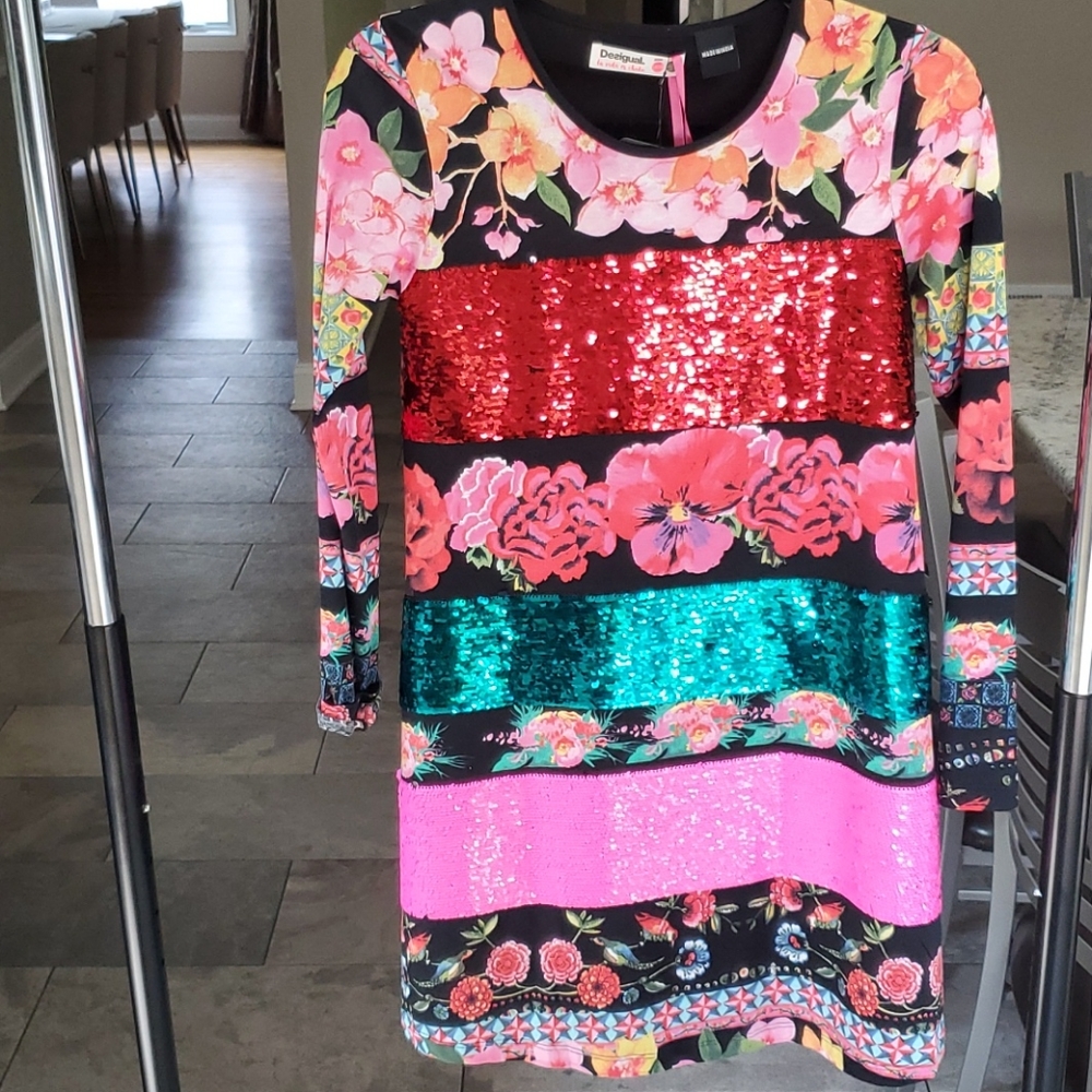NWT Desigual girls flip sequin dress